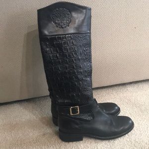Vince Camuto Snake Textured Black Boots